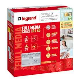 Coffret de communication Full Media coaxial et RJ45 pour T1 à T3|Legrand-LEG093076