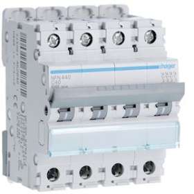 Disjoncteur 4P 6-10kA courbe C - 40A 4 modules|Hager-HAGNFN440