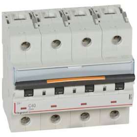 Disjoncteur DX³ 25kA arrivée haut/départ bas vis 4P 400V~ 40A courbe C 6 modules|Legrand-LEG409798