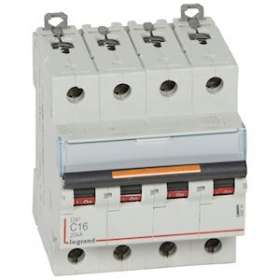 Disjoncteur DX³ 25kA arrivée haut/départ bas vis 4P 400V~ 16A courbe C 4 modules|Legrand-LEG409794