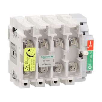 TeSys GS1 - bloc de base interrupteur-sectionneur fusible - 4P 4F - NFC - 50A|Schneider Electric-SCHGS1FD4