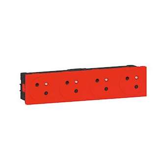 Prise 4x2P+T Surface Mosaic Link à raccordement latéral 8 modules - rouge|Legrand-LEG077174L