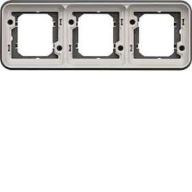 cubyko Support d'encastrement triple horizontale associable gris IP55|Hager-HAGWNA403