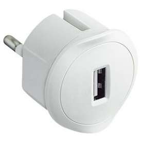 Chargeur USB 5V 1,5A maximum avec fiche 2P 10A et encombrement réduit - blanc|Legrand-LEG050680