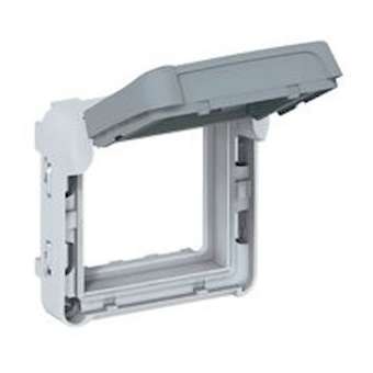 Adaptateur à volet fumé Plexo composable IP55 pour Mosaic 2 modules - gris/blanc|Legrand-LEG069579