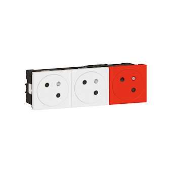 Triple prises Surface Mosaic Link prémontées 2 prises blanches + 1 prise rouge|Legrand-LEG077190L