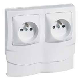 Cadre saillie 2 postes avec 2 prises de courant pour moulure 12,5mm|Legrand-LEG298903