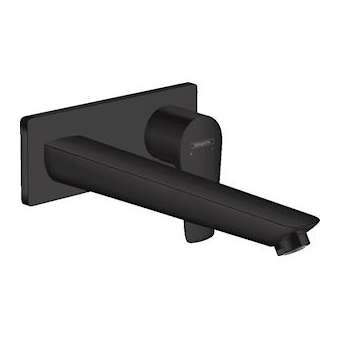 Mitigeur de lavabo encastré mural, bec 225mm, bonde à écoulement libre noir mat|Hansgrohe-HA371734670