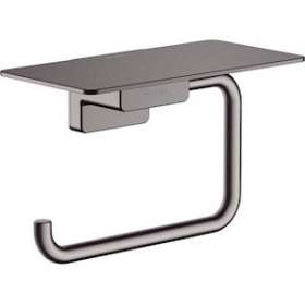 Porte-papier WC avec tablette noir chromé brossé|Hansgrohe-HA341772340
