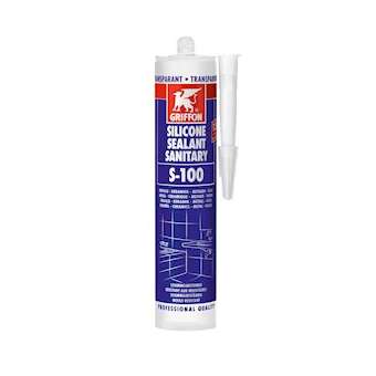 S-100 mastic silicone sanitaire translucide base acétique cart 300 ML|Griffon france-GF21249350