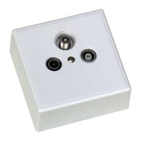 Prise murale 3 sorties TV/FM/SAT avec socle + plastron|Tonna-TOQ372507