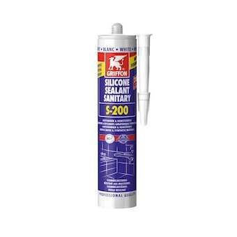 S-200 Mastic silicone sanitaire blanc pour matières en acrylique cart 300 ML|Griffon france-GF26315507