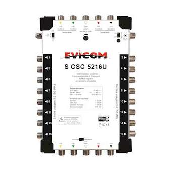 Commutateur universel 5 câbles 4 sat. + terrestre, 16 sorties|Evicom-EVCSCSC5216U