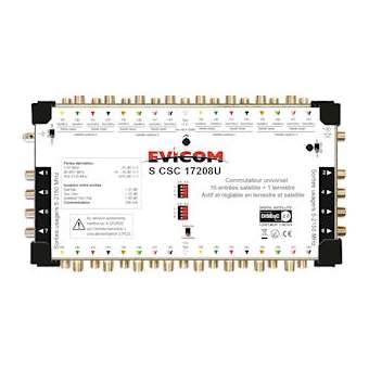 Commutateur universel 17 câbles 16 sat. + terrestre, 8 sorties|Evicom-EVCSCSC17208U