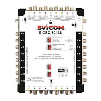 Commutateur universel 9 câbles 8 sat. + terrestre, 16 sorties|Evicom-EVCSCSC9216U