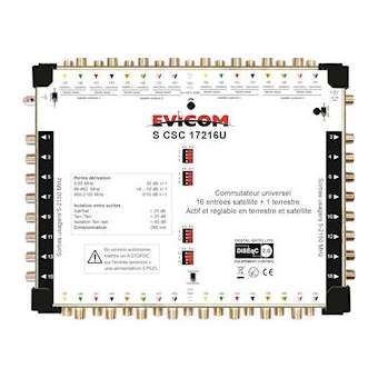 Commutateur universel 17 câbles 16 sat. + terrestre 16 sorties|Evicom-EVCSCSC17216U