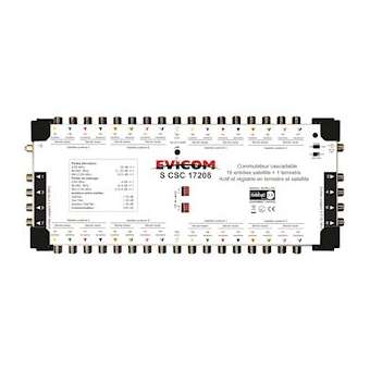Commutateur universel 17 câbles 16 sat. + terrestre, 8 sorties|Evicom-EVCSCSC17208