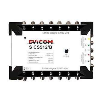 Commutateur autonome 5 câbles 4 sat. + terrestre, 12 sorties|Evicom-EVCSCS512B