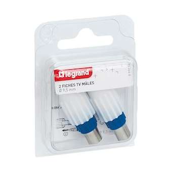 Lot de 2 fiches mâles télévision coaxiale D9,52mm|Legrand-LEG091016