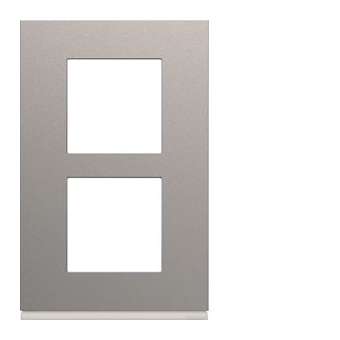 Plaque gallery plastique peint 2 postes verticale 57mm titane|Hager-HAGWXP0122