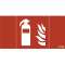 Pictogramme CrystalWay 20m Extincteur blanc sur fond rouge