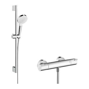Combi Crometta Vario 0,65m/Ecostat 1001 CL blanc/chromé|Hansgrohe-HA327812400