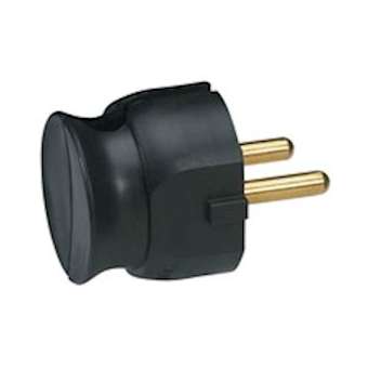 Fiche plastique 2P 16A extra-plate à sortie latérale - noir|Legrand-LEG050184