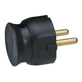 Fiche plastique 2P 16A extra-plate à sortie latérale - noir|Legrand-LEG050184