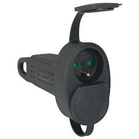 Fiche multiprise caoutchouc avec terre 2 sorties frontales - noir avec volet|Legrand-LEG090820