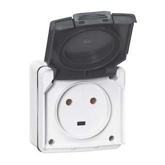 Prise de courant de puissance saillie étanche - 20A - 2 alvéoles - Gris|Legrand-LEG091435