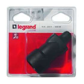 Fiche femelle avec terre - caoutchouc - 16A - à vis - sortie droite - blister|Legrand-LEG093915