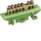 Borne en laiton, 4x10² 3x16², avec base de montage, Couleur: vert