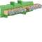 Borne en laiton, 5x10² 5x16², avec base de montage, Couleur: vert