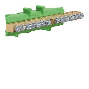 Borne en laiton, 7x10² 6x16², avec base de montage, Couleur: vert|Hager-HAGKM13E