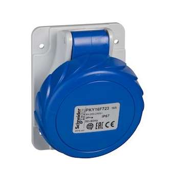 PratiKa - socle de prise industrielle coudée 16 A - 2P+T - 200-250 V CA - IP67|Schneider Electric-SCHPKY16F723