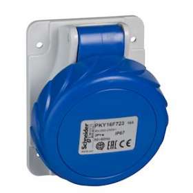 PratiKa - socle de prise industrielle coudée 16 A - 2P+T - 200-250 V CA - IP67|Schneider Electric-SCHPKY16F723