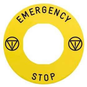 Harmony étiquette circulaire D60mm jaune logo EN13850 EMERGENCY STOP pr ZBZ3605|Schneider Electric-SCHZBY9330T