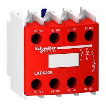 TeSys D - bloc contacts auxiliaires frontaux de sécurité - 2O+2F - rouge|Schneider Electric-SCHLADN22S