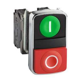 Harmony tête bouton-poussoir double touche D22 vert + rouge E S IP66, IP69 K|Schneider Electric-SCHZB4BA7341