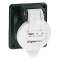 Prise de courant fixe 2P Hypra IP44 TBT 16A - 20V à 50V - plastique