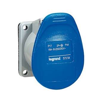 Prise à encombrement réduit fixe P17 IP44 16A - 200V~ à 250V~ - 2P+T|Legrand-LEG057354