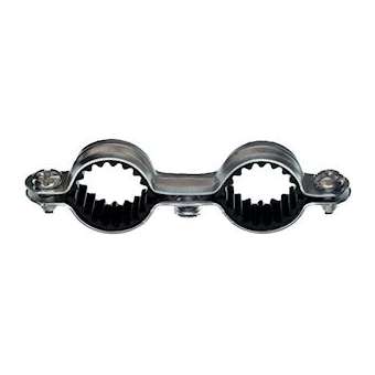 Collier isophonique double D 18 mm acier zingué avec pas de vis 7 x 150 (x 50)|Bizline-BIZ400042