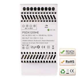 Alimentation rail DIN 3M 230V AC / 12V DC (12-14V) / 5A|-IZYPSDX1205HE