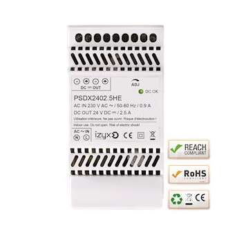 Alimentation rail DIN 3M 230V AC / 27,6V DC (24-28V) / 2,5A|-IZYPSDX2402.5HE