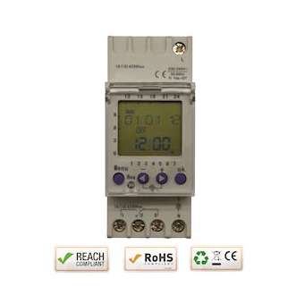 Horloge digitale hebdomataire rail DIN 2M 230V AC 2 Contacts inverseurs (58 pas)|-IZYDTD2302