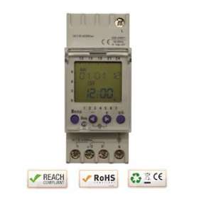 Horloge digitale hebdomataire rail DIN 2M 230V AC 2 Contacts inverseurs (58 pas)|-IZYDTD2302