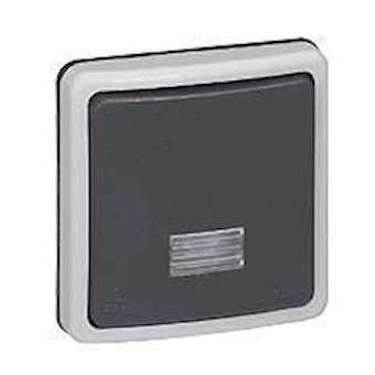 Poussoir étanche NO+NF à voyant Plexo IP66 composable 6A 250V~ - gris|Legrand-LEG090482