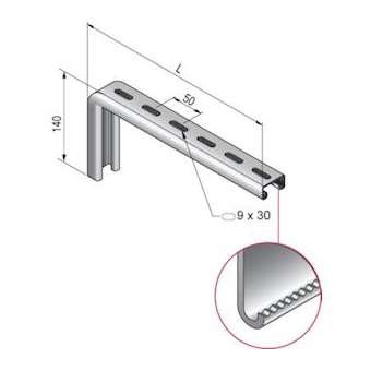 Console STRUT C41x21, 400 mm, SZ, supportage lourd|Niedax France-NDX677704