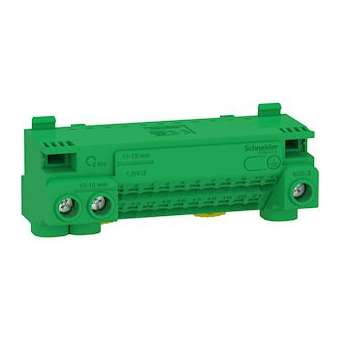 Resi9 - bornier terre 63A + cavalier - auto 21x1,5² à 4² - vis 3x6² à 25²|Schneider Electric-SCHLGYT1E24