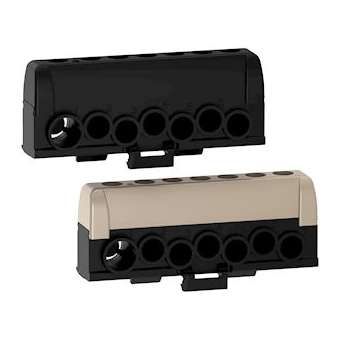 Resi9 - lot de 2 borniers phase - 1 x gris 1 x noir - 6 trous 16² - 1 trou 35²|Schneider Electric-SCHR9H13411P